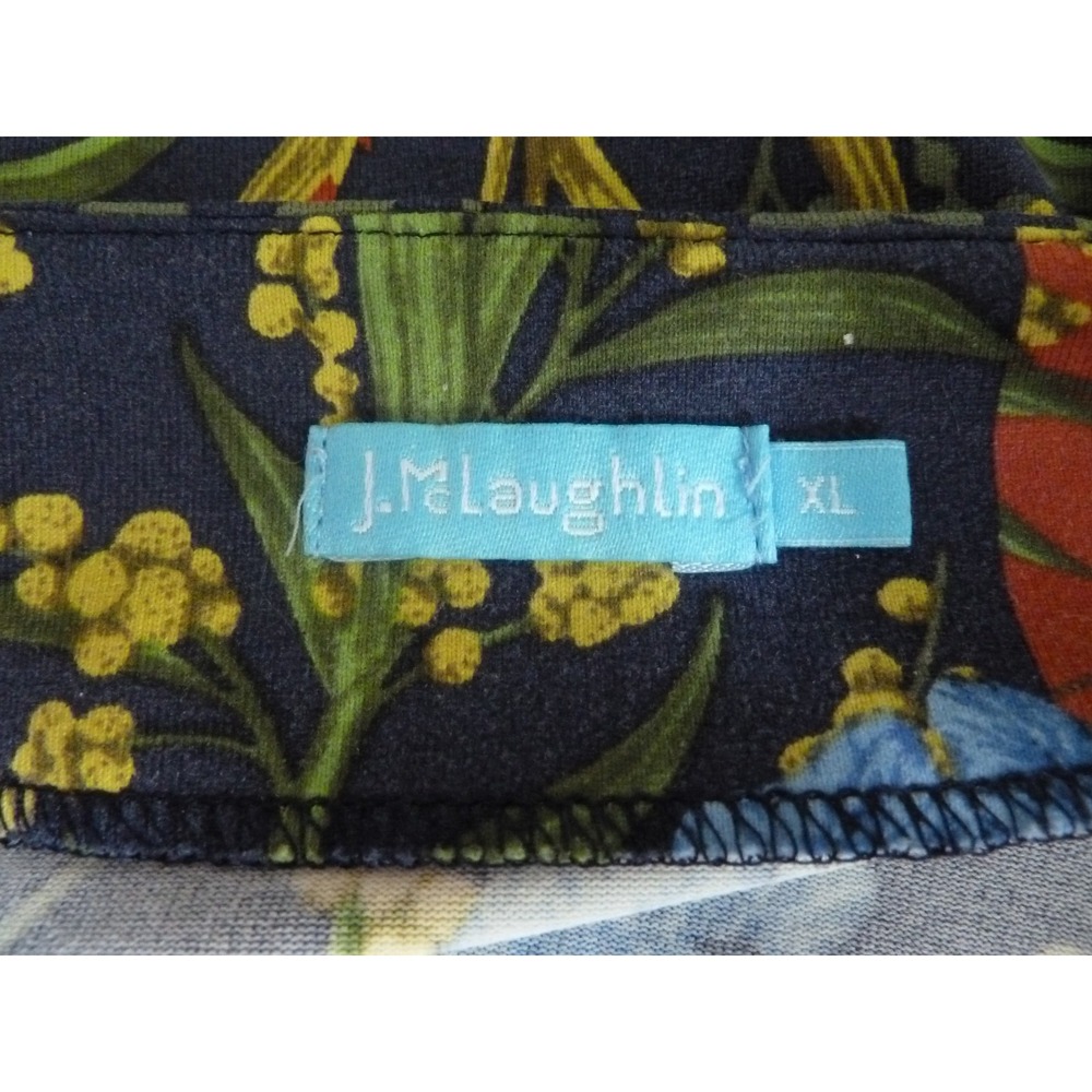 J. MCLAUGHLIN Sz XL, 14 Boatneck Dark Floral Pullover Catalina Cloth Top Office - Picture 5 of 8